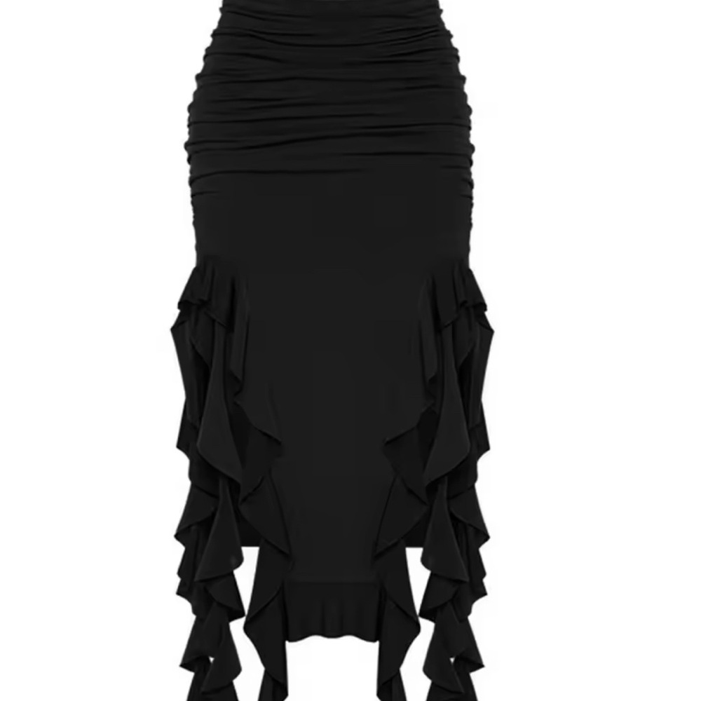 Elegant Black Ruffled Skirt